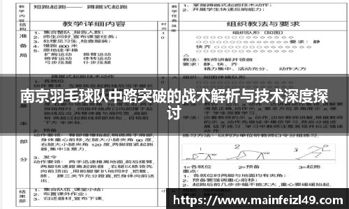 南京羽毛球队中路突破的战术解析与技术深度探讨